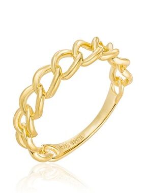 Celia Cuban Chain Ring - Size 8 - 18k gold plated brass